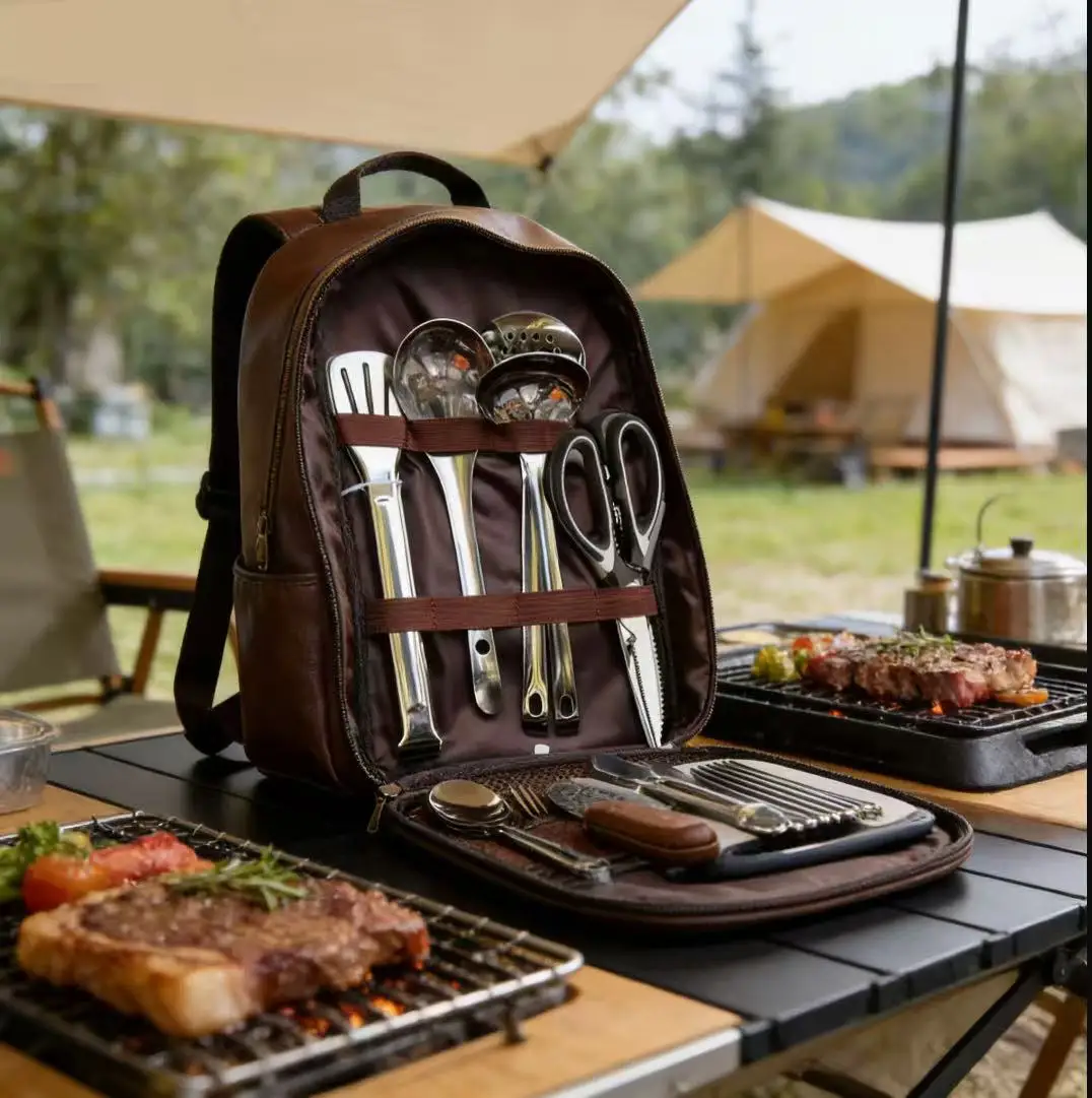 Camping Cooking Essentials Kit - Compact All-in-One Portable Camping Kitchen Utensil