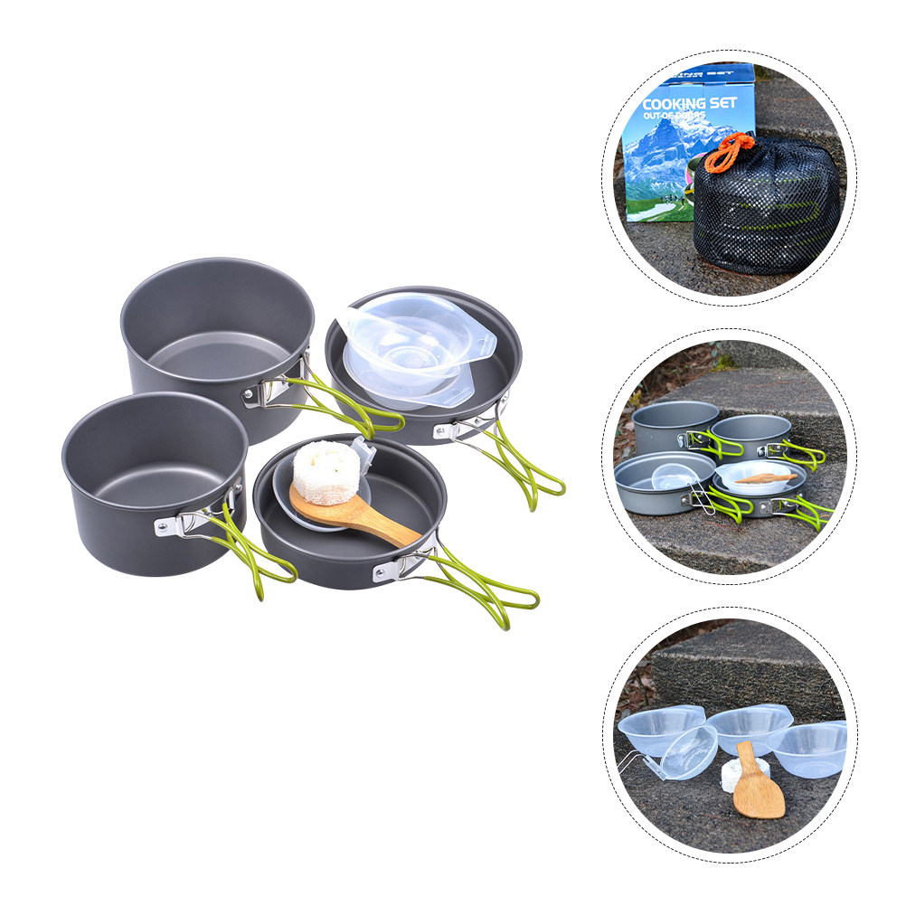 Camping Lightweight Cooking Pot - 1Set Portable Camping Cookware Kit Alumina