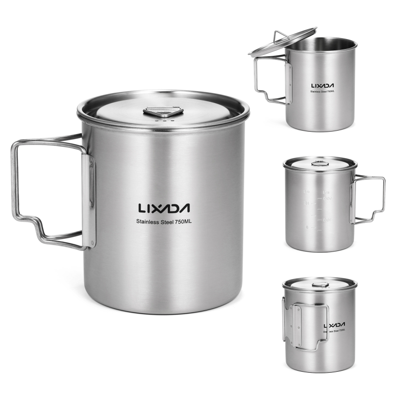 Camping Cooking Unit - Lixada 750ml Cup Outdoor Stainless Steel