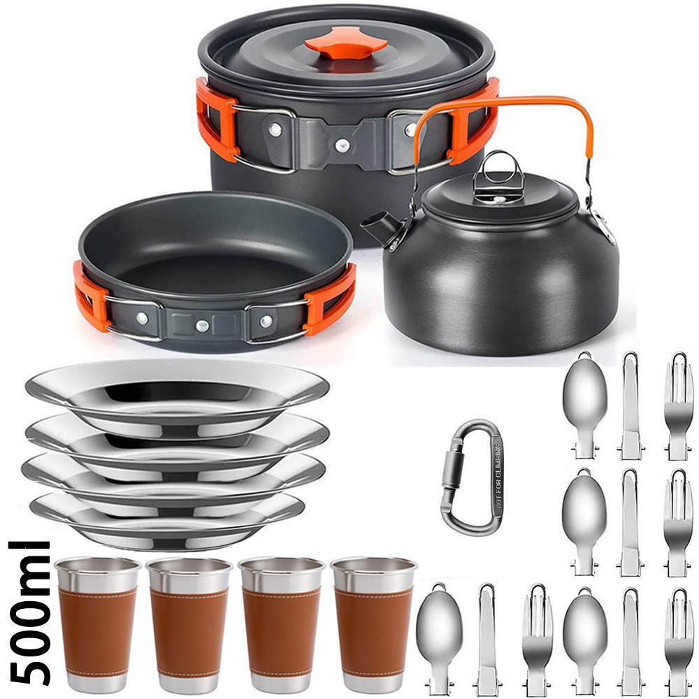 Camping Cooking All In One - Outdoor camping cooking set, non stick
