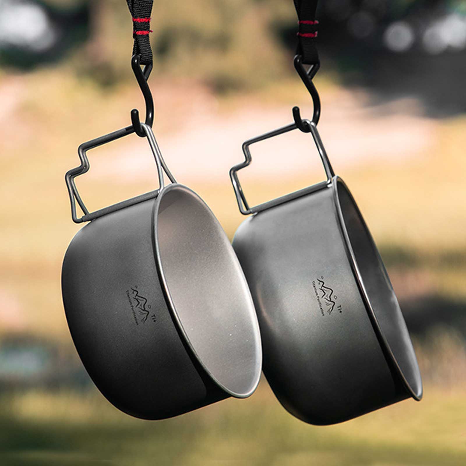 Camping Lightweight Cooking Pot - 1.2/1.4L Titanium Camping Pot with Folding