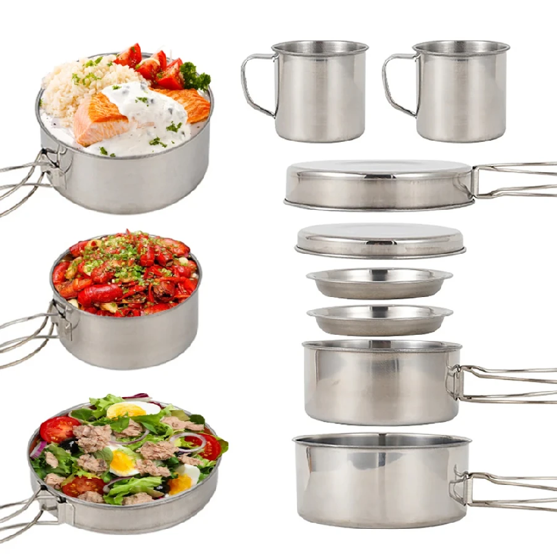 8pcs/Set Camping Cookware Mess - Camping Cooking Unit reseña y precio
