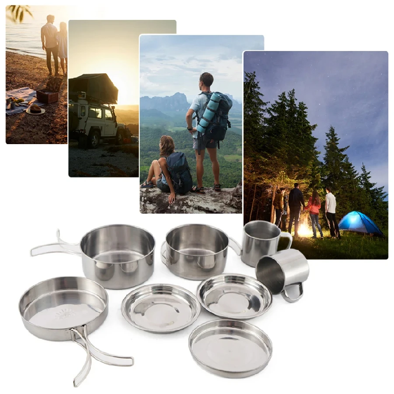 8pcs/Set Camping Cookware Mess - Camping Cooking Unit reseña y precio