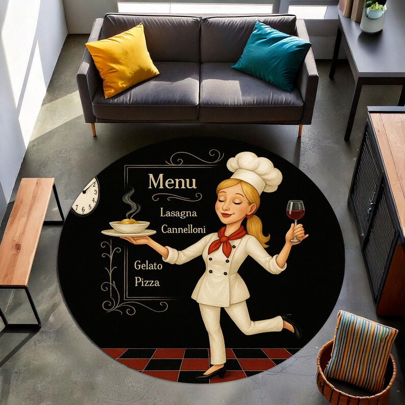 Blonde Chef Round Kitchen Rug, - Camping Cooking Gifts reseña y precio
