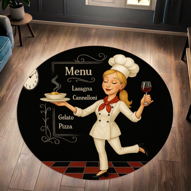 Blonde Chef Round Kitchen Rug, - Camping Cooking Gifts reseña y precio