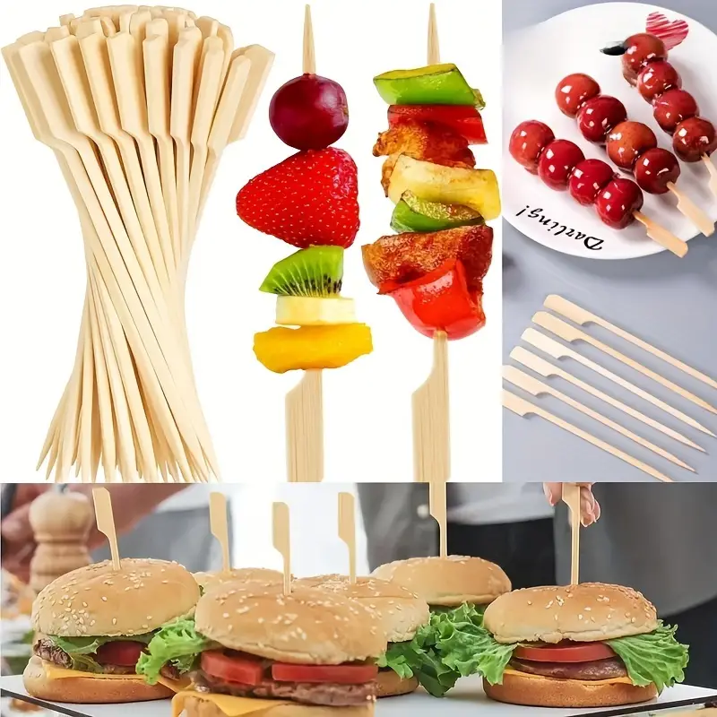 50Pcs Disposable Bamboo Sticks - Camping Outdoor Cooking Table reseña y precio