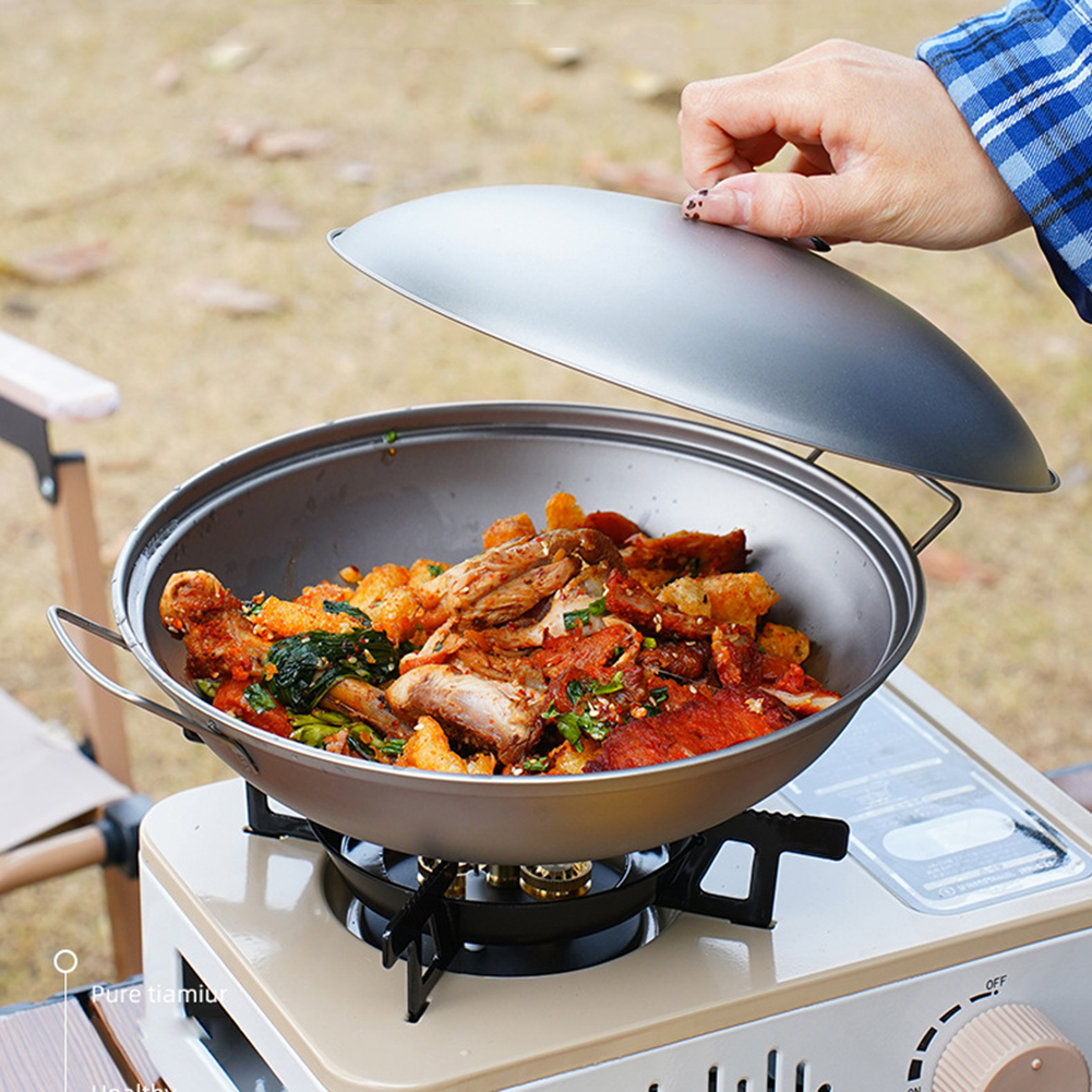 Titanium Wok Pan with Lid Doub - Camping Cooking Unit reseña y precio