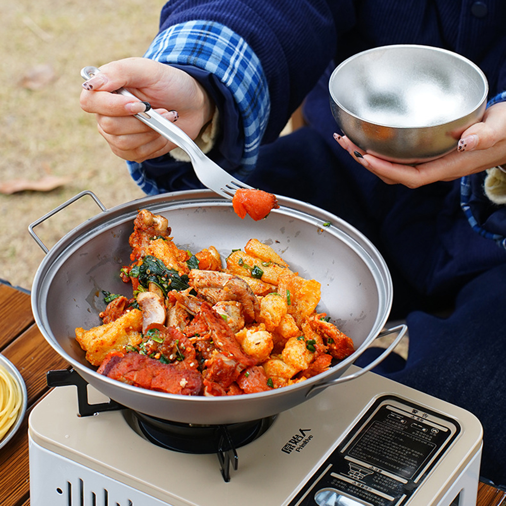 Titanium Wok Pan with Lid Doub - Camping Cooking Unit reseña y precio