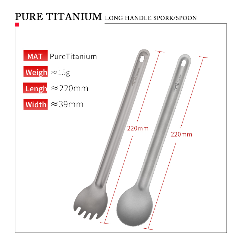 TiTo Titanium Spork Spoon Long - Camping Outdoor Cooking Table reseña y precio