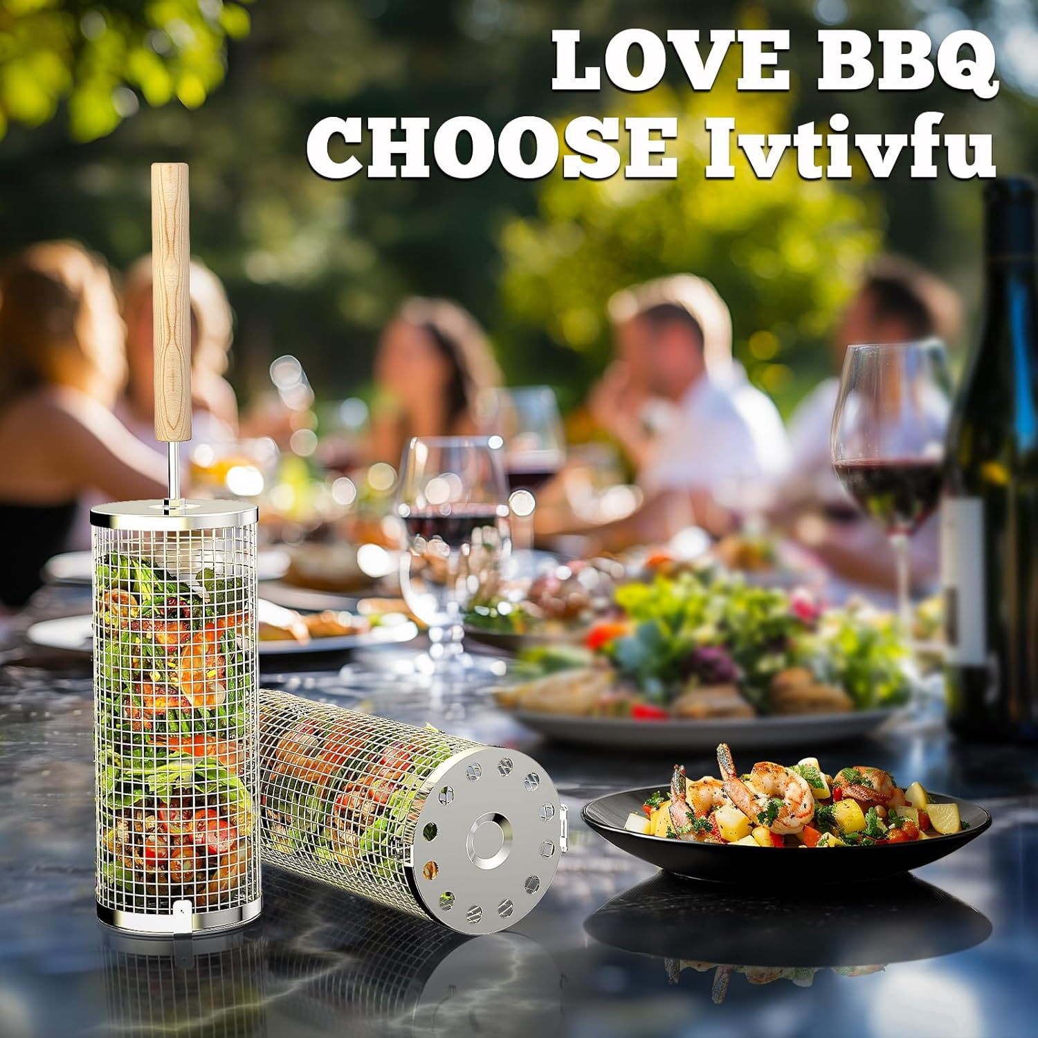 Rolling Grill Basket, Removabl - Camping Cooking Gifts reseña y precio