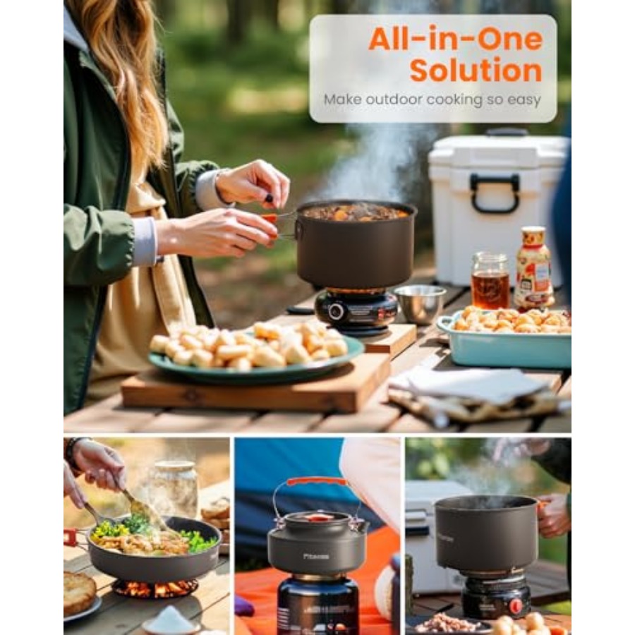 21Pcs Camping Cookware Mess Ki - Camping Cooking Essentials Kit reseña y precio