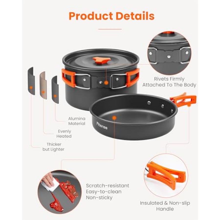 21Pcs Camping Cookware Mess Ki - Camping Cooking Essentials Kit reseña y precio