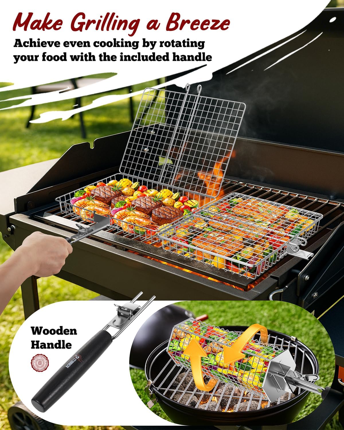 Grill Baskets For Outdoor Gril - Camping Cooking Gifts reseña y precio