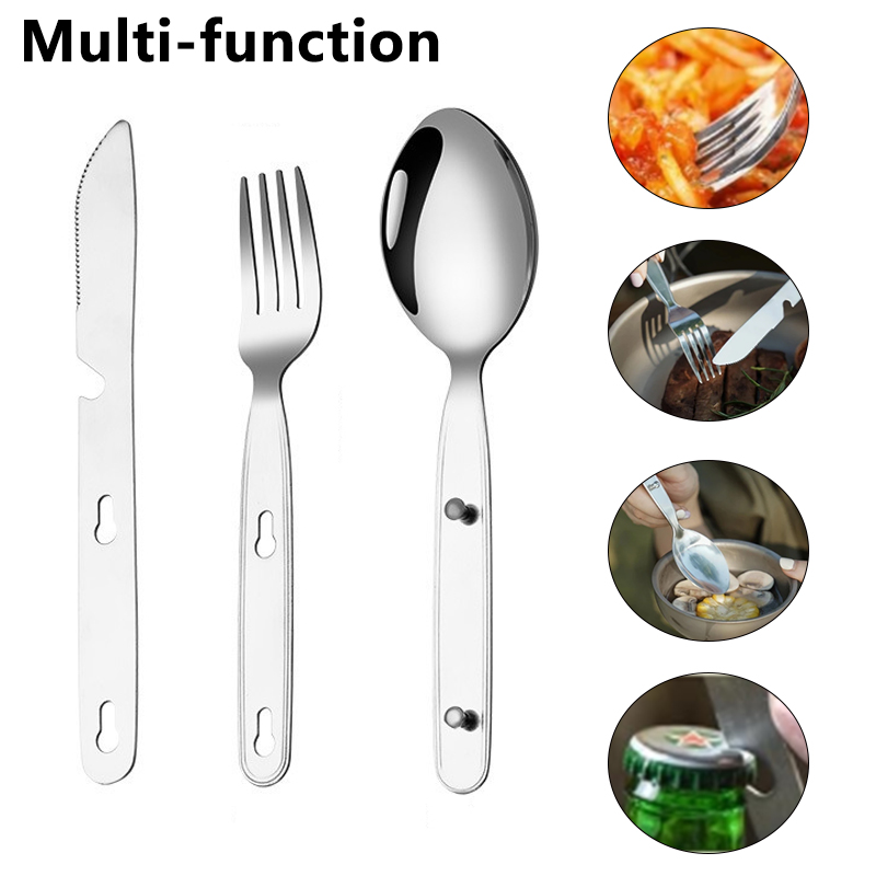 3pcs/set Folding Spoon Fork Kn - Camping Outdoor Cooking Table reseña y precio
