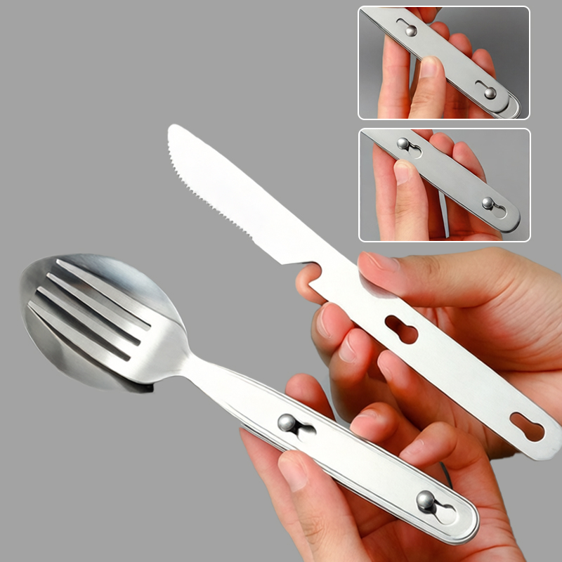 3pcs/set Folding Spoon Fork Kn - Camping Outdoor Cooking Table reseña y precio