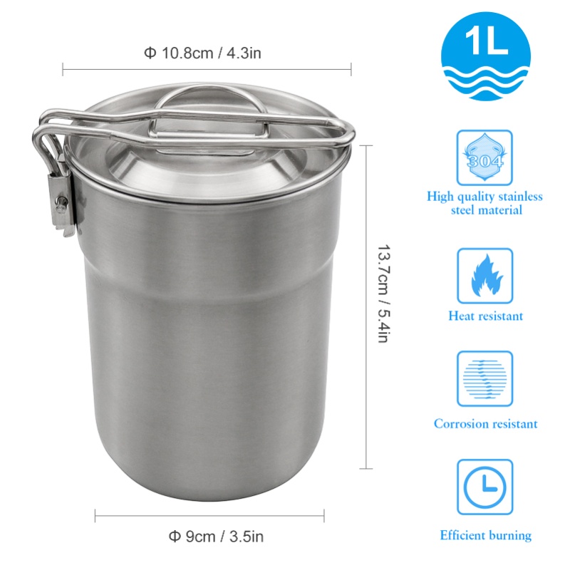 1L Coffee Cup With Folding Han - Camping Lightweight Cooking Pot reseña y precio