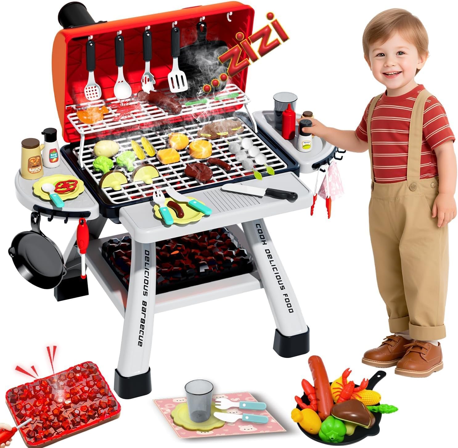 Kids BBQ Grill Playset Play Ki - Camping Cooking Gifts reseña y precio