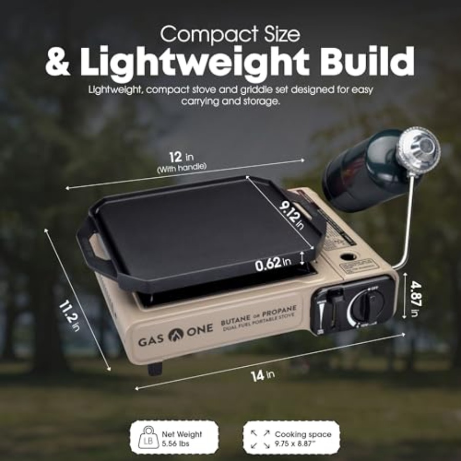 GasOne GS-3400P-KIT Propane or - Camping Cooking Flat Top reseña y precio
