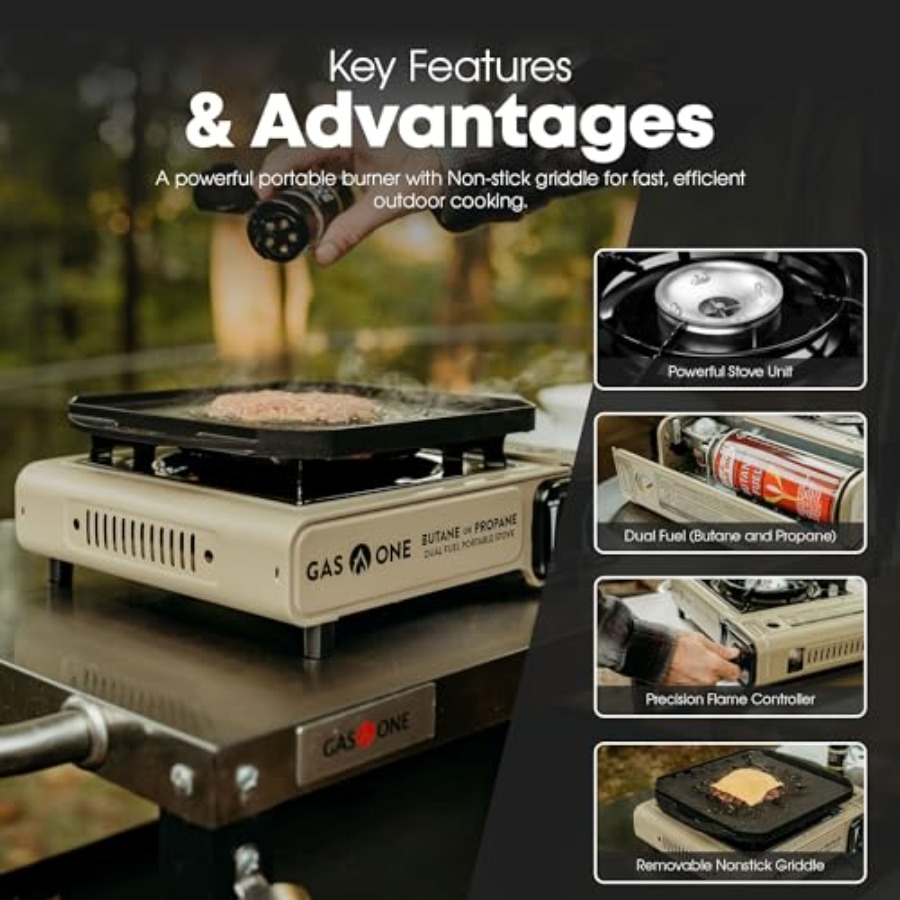 GasOne GS-3400P-KIT Propane or - Camping Cooking Flat Top reseña y precio