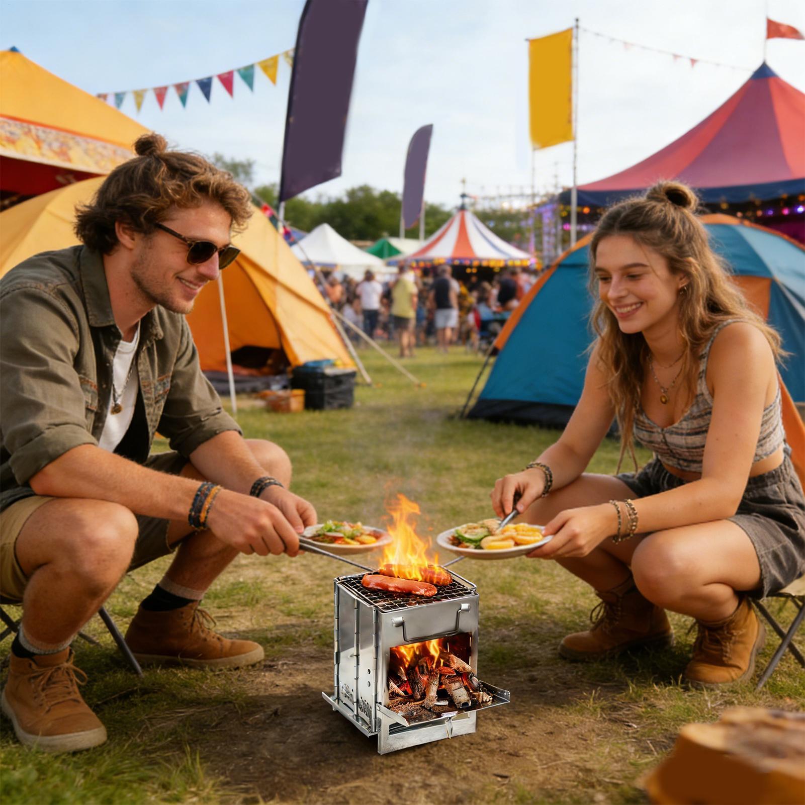 Portable Camping Stove Stainle - Camping No Cooking Meals reseña y precio