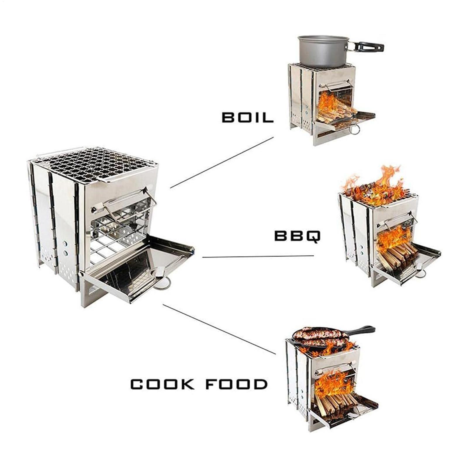 Portable Camping Stove Stainle - Camping No Cooking Meals reseña y precio