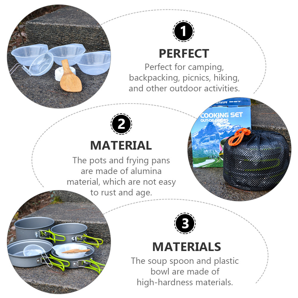 1Set Portable Camping Cookware - Camping Lightweight Cooking Pot reseña y precio