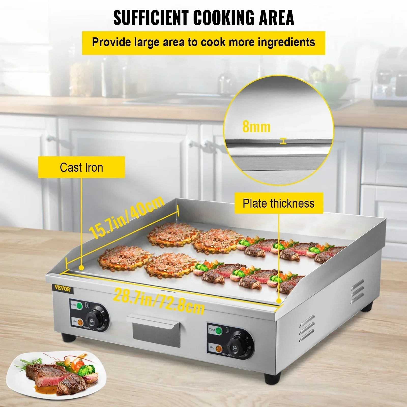 Electric Countertop Griddle wi - Camping Cooking Flat Top reseña y precio