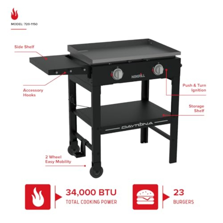Daytona 2-Burner Propane Flat  - Camping Cooking Flat Top reseña y precio