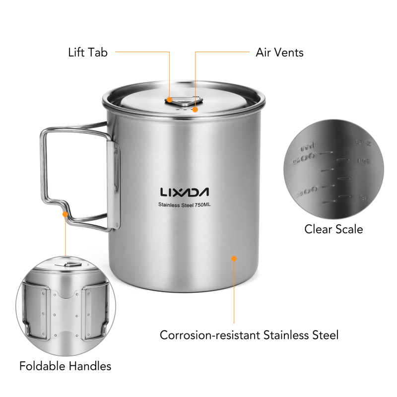 Lixada 750ml Cup Outdoor Stain - Camping Cooking Unit reseña y precio
