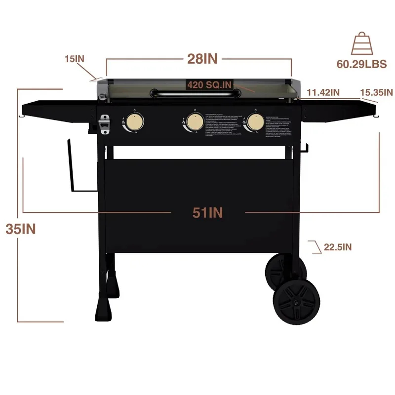 Wheeled Outdoor Flat-Top Cooki - Camping Cooking Flat Top reseña y precio