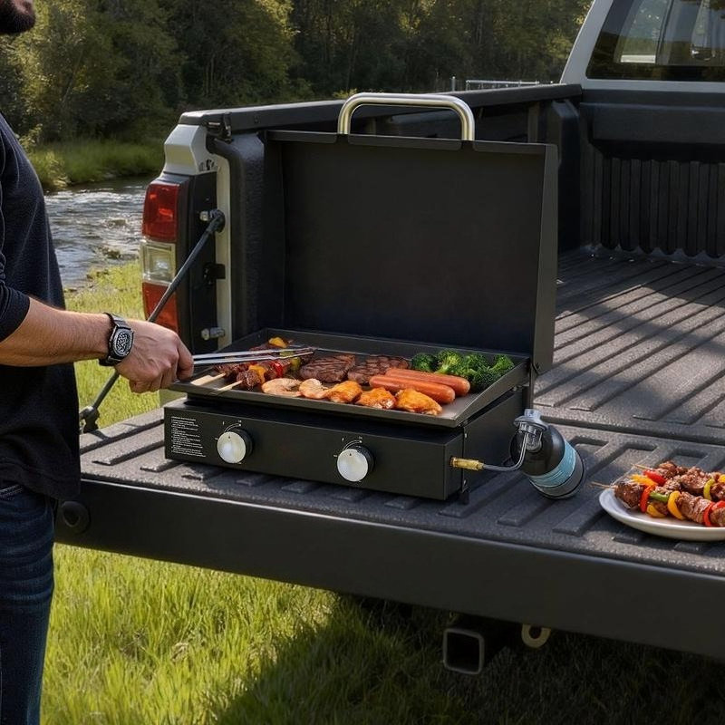 Gas Griddle, 2 Burner Tabletop - Camping Cooking Flat Top reseña y precio